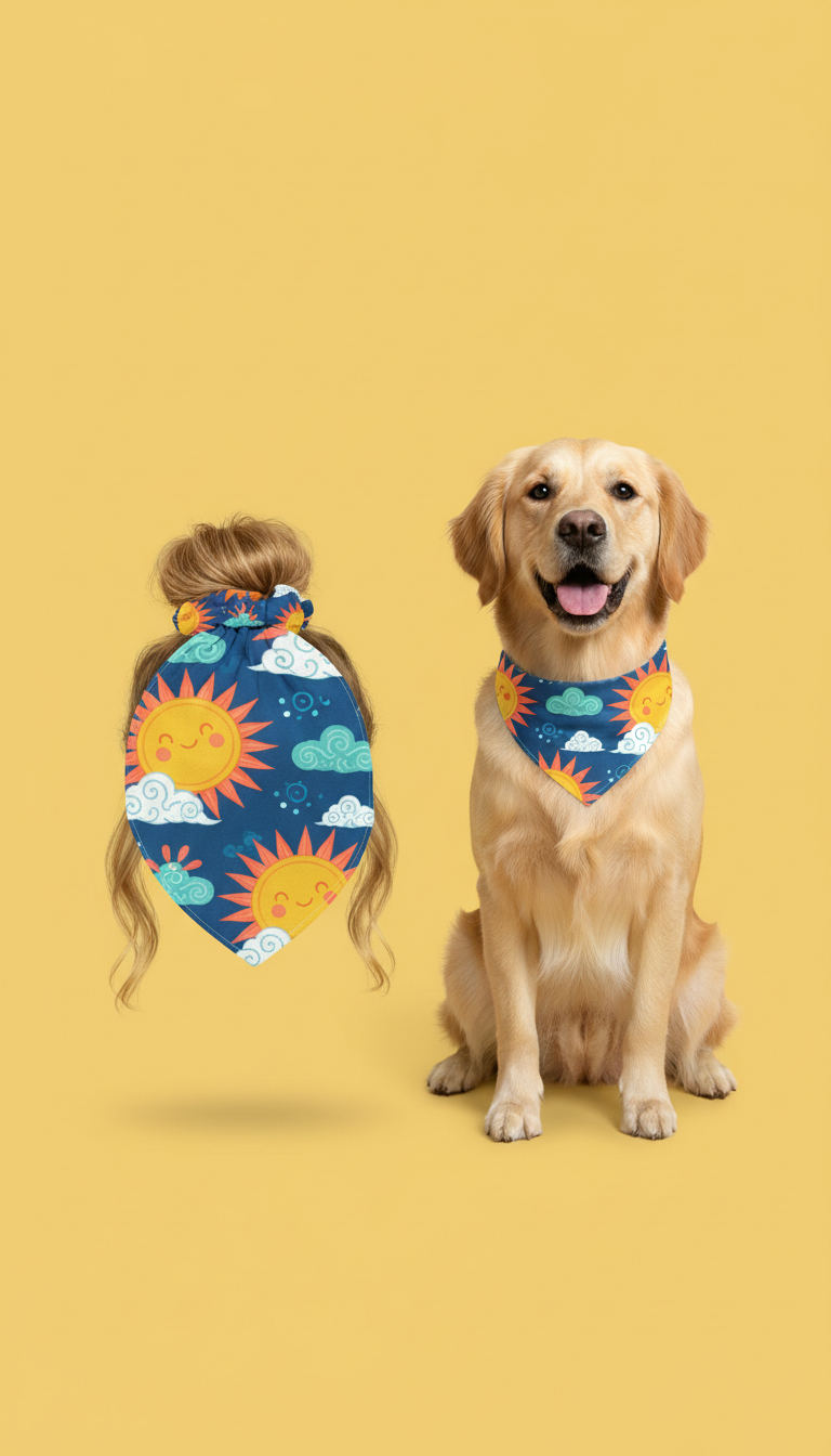 Set de bandana y scrunchie estampado alegre