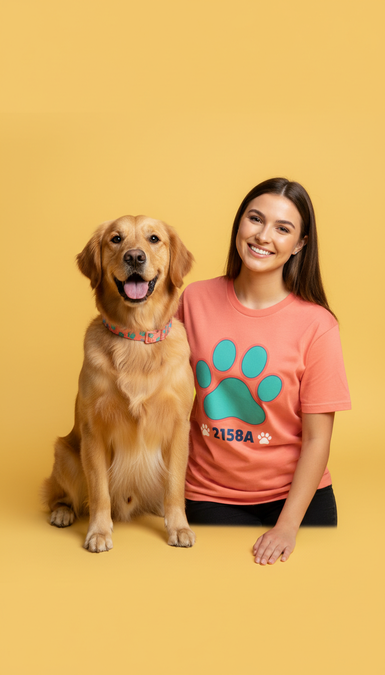 Pack collar y camiseta con huellas juguetonas